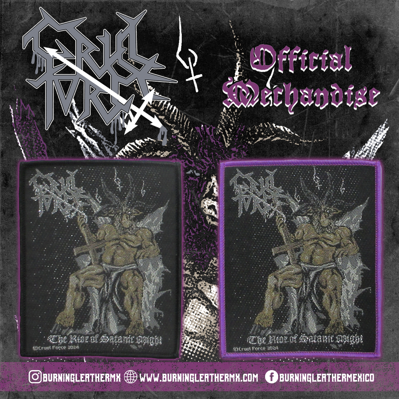 Cruel Force - The Rise Of Satanic Might Official Woven Patch